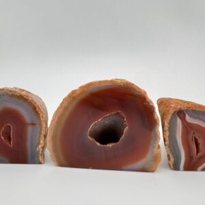 Carnelian Cut Base Geode set of 3 #48