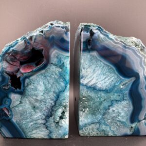 Teal Blue Agate Bookends #58